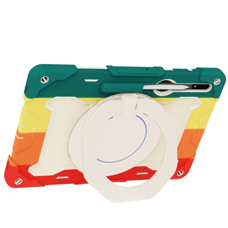 For Samsung Galaxy Tab S8 Ultra Armor Contrast Color Silicone + PC Tablet Case(Colorful Red) by bashfashion