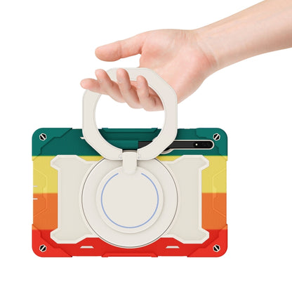 For Samsung Galaxy Tab S8 Ultra Armor Contrast Color Silicone + PC Tablet Case(Colorful Red) by bashfashion