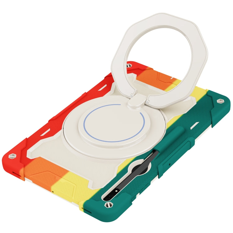 For Samsung Galaxy Tab S8 Ultra Armor Contrast Color Silicone + PC Tablet Case(Colorful Red) by bashfashion