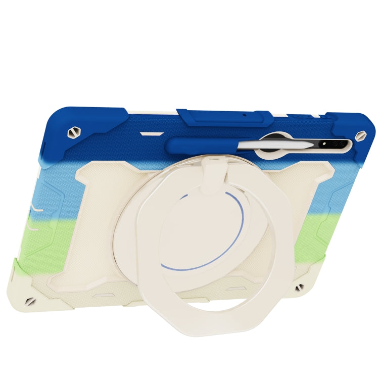 For Samsung Galaxy Tab S8 Ultra Armor Contrast Color Silicone + PC Tablet Case(Colorful Blue) by bashfashion