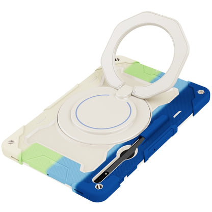 For Samsung Galaxy Tab S8 Ultra Armor Contrast Color Silicone + PC Tablet Case(Colorful Blue) by bashfashion