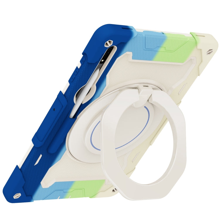 For Samsung Galaxy Tab S8 Ultra Armor Contrast Color Silicone + PC Tablet Case(Colorful Blue) by bashfashion