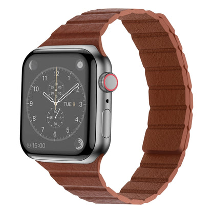 Strong Magnetic Leather Watch Band For Apple Watch Ultra 49mm&Watch Ultra 2 49mm / Series 9&8&7 45mm / SE 3&SE 2&6&SE&5&4 44mm / 3&2&1 42mm(Saddle Brown) by bashfashion