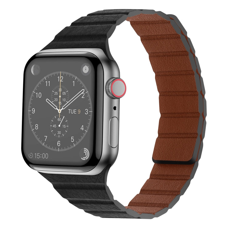 Strong Magnetic Leather Watch Band For Apple Watch Ultra 49mm&Watch Ultra 2 49mm / Series 9&8&7 45mm / SE 3&SE 2&6&SE&5&4 44mm / 3&2&1 42mm(Black) by bashfashion