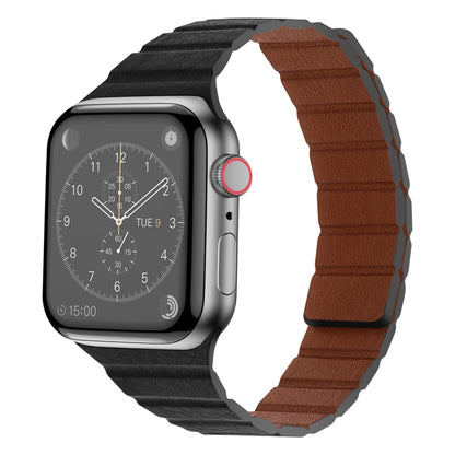 Strong Magnetic Leather Watch Band For Apple Watch Ultra 49mm&Watch Ultra 2 49mm / Series 9&8&7 45mm / SE 3&SE 2&6&SE&5&4 44mm / 3&2&1 42mm(Black) by bashfashion