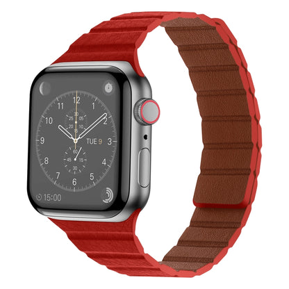 Strong Magnetic Leather Watch Band For Apple Watch Ultra 49mm&Watch Ultra 2 49mm / Series 9&8&7 45mm / SE 3&SE 2&6&SE&5&4 44mm / 3&2&1 42mm(Red) by bashfashion
