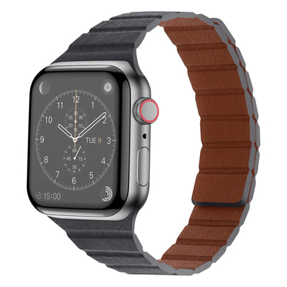 Strong Magnetic Leather Watch Band For Apple Watch Ultra 49mm&Watch Ultra 2 49mm / Series 9&8&7 45mm / SE 3&SE 2&6&SE&5&4 44mm / 3&2&1 42mm(Grey) by bashfashion