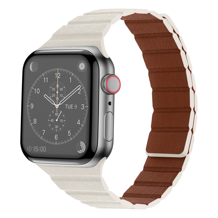 Strong Magnetic Leather Watch Band For Apple Watch Ultra 49mm&Watch Ultra 2 49mm / Series 9&8&7 45mm / SE 3&SE 2&6&SE&5&4 44mm / 3&2&1 42mm(Starlight) by bashfashion