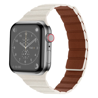 Strong Magnetic Leather Watch Band For Apple Watch Ultra 49mm&Watch Ultra 2 49mm / Series 9&8&7 45mm / SE 3&SE 2&6&SE&5&4 44mm / 3&2&1 42mm(Starlight) by bashfashion