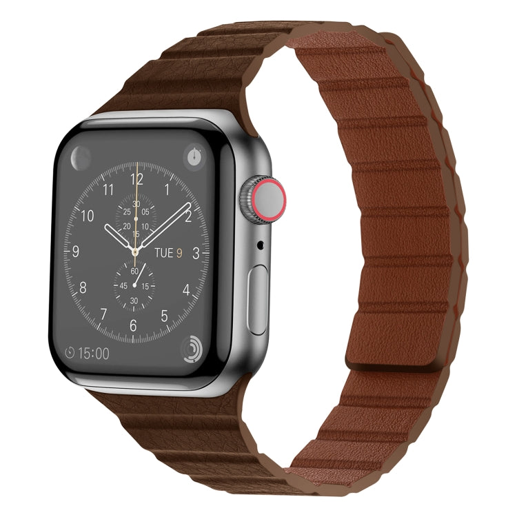Strong Magnetic Leather Watch Band For Apple Watch Ultra 49mm&Watch Ultra 2 49mm / Series 9&8&7 45mm / SE 3&SE 2&6&SE&5&4 44mm / 3&2&1 42mm(Brown) by bashfashion