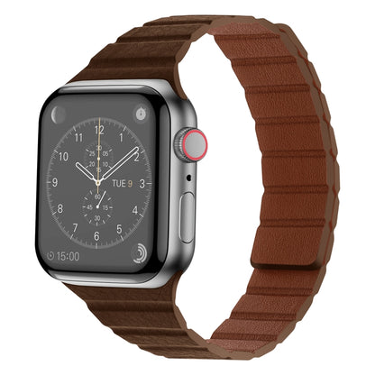 Strong Magnetic Leather Watch Band For Apple Watch Ultra 49mm&Watch Ultra 2 49mm / Series 9&8&7 45mm / SE 3&SE 2&6&SE&5&4 44mm / 3&2&1 42mm(Brown) by bashfashion