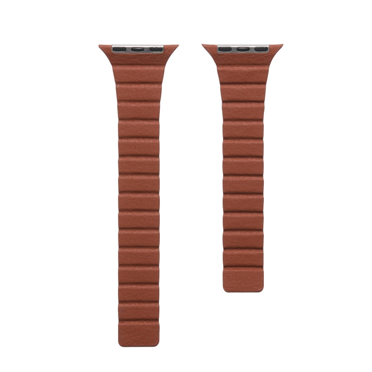 Strong Magnetic Leather Watch Band For Apple Watch Ultra 49mm&Watch Ultra 2 49mm / Series 9&8&7 45mm / SE 3&SE 2&6&SE&5&4 44mm / 3&2&1 42mm(Brown) by bashfashion