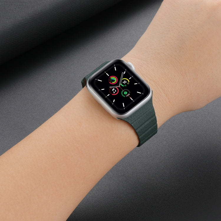 Strong Magnetic Leather Watch Band For Apple Watch Ultra 49mm&Watch Ultra 2 49mm / Series 9&8&7 45mm / SE 3&SE 2&6&SE&5&4 44mm / 3&2&1 42mm(Khaki) by bashfashion