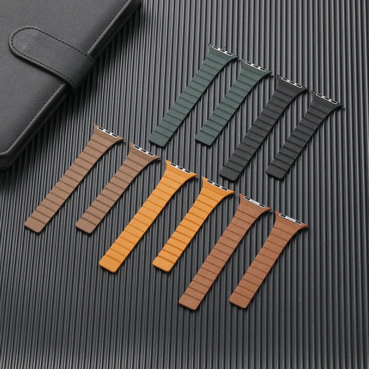 Strong Magnetic Leather Watch Band For Apple Watch Ultra 49mm&Watch Ultra 2 49mm / Series 9&8&7 45mm / SE 3&SE 2&6&SE&5&4 44mm / 3&2&1 42mm(Brown) by bashfashion