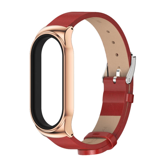 For Xiaomi Mi Band 7 / 7 NFC MIJOBS CS Metal Case + Microfiber Leather Watch Band(Red Rose Gold) by MIJOBS