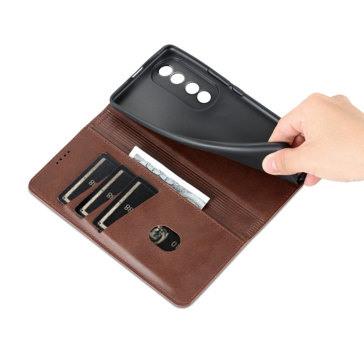 For Honor 70 AZNS Magnetic Calf Texture Flip Leather Phone Case(Dark Brown) by AZNS