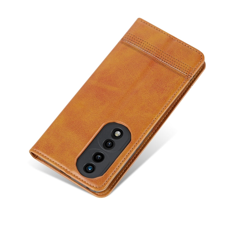 For Honor 70 AZNS Magnetic Calf Texture Flip Leather Phone Case(Light Brown) by AZNS