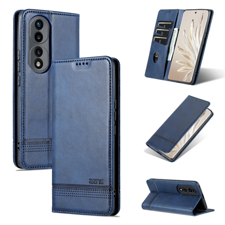 For Honor 70 AZNS Magnetic Calf Texture Flip Leather Phone Case(Dark Blue) by AZNS