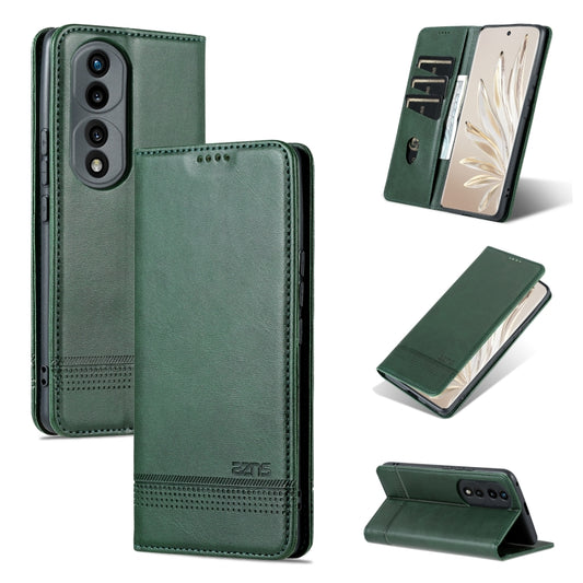 For Honor 70 AZNS Magnetic Calf Texture Flip Leather Phone Case(Dark Green) by AZNS