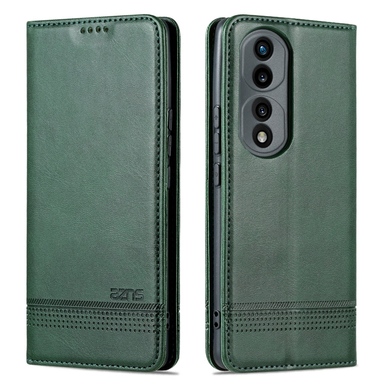 For Honor 70 AZNS Magnetic Calf Texture Flip Leather Phone Case(Dark Green) by AZNS