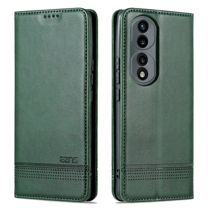 For Honor 70 AZNS Magnetic Calf Texture Flip Leather Phone Case(Dark Green) by AZNS