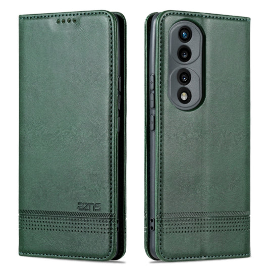 For Honor 70 AZNS Magnetic Calf Texture Flip Leather Phone Case(Dark Green) by AZNS