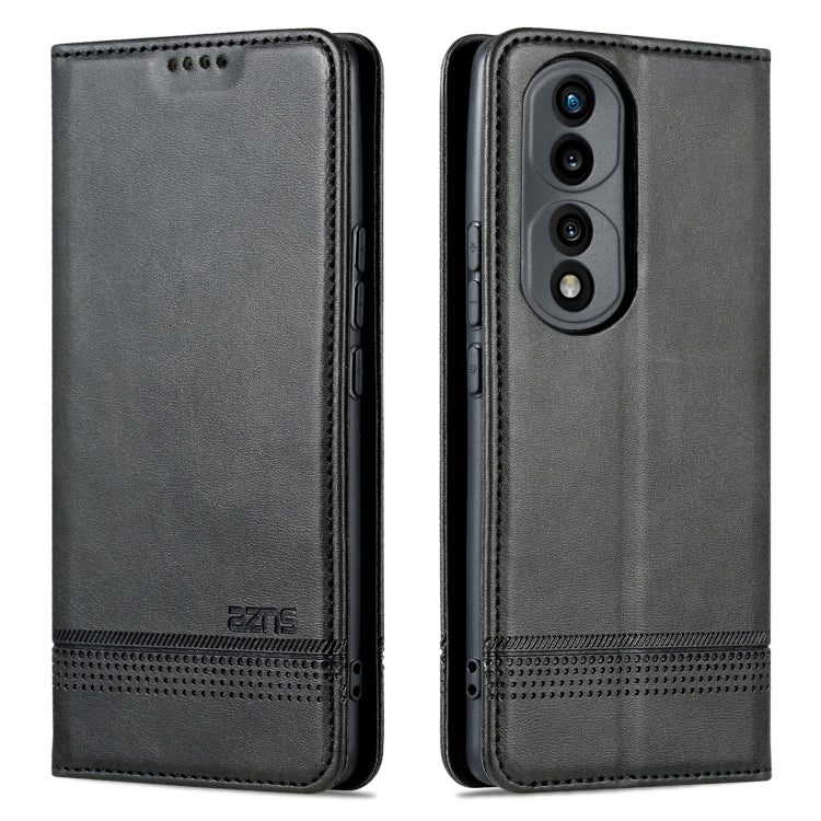 For Honor 70 AZNS Magnetic Calf Texture Flip Leather Phone Case(Black) by AZNS