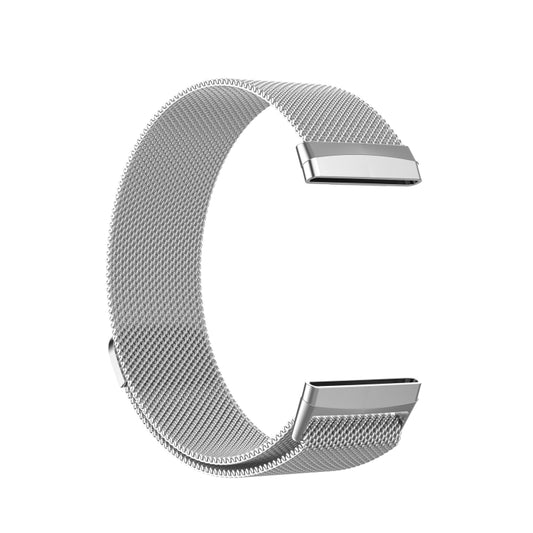 For Fitbit Versa 4 / 3 Milanese Magnetic Metal Weave Watchband, Large Size(Silver) by bashfashion