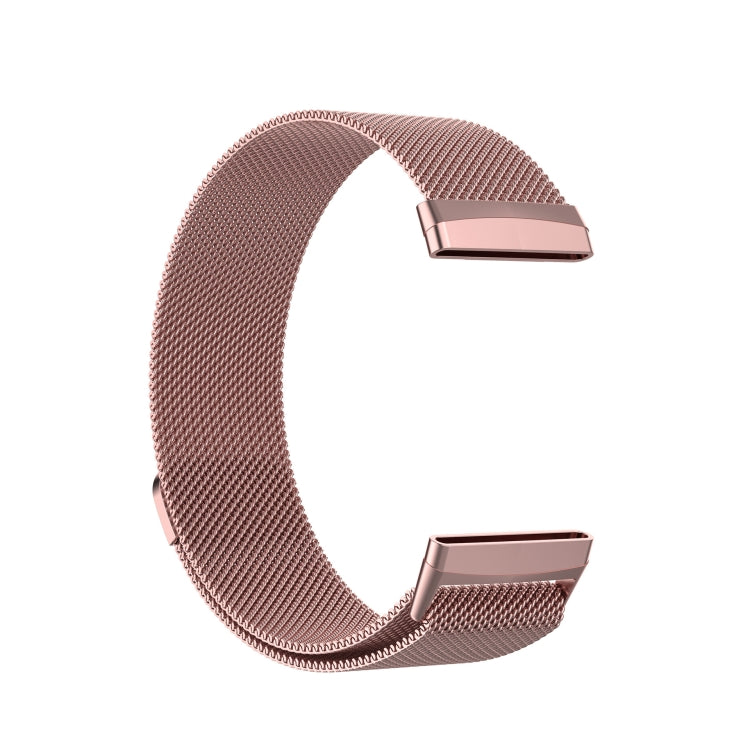 For Fitbit Versa 4 / 3 Milanese Magnetic Metal Weave Watchband, Large Size (Pink) by bashfashion