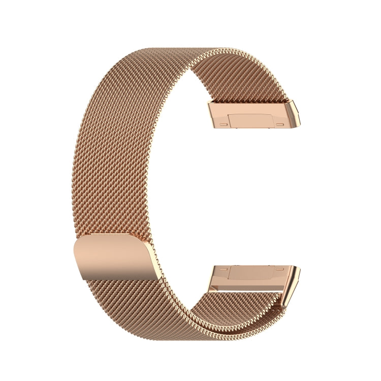 For Fitbit Versa 4 / 3 Milanese Magnetic Metal Weave Watchband, Large Size(Rose Gold) by bashfashion