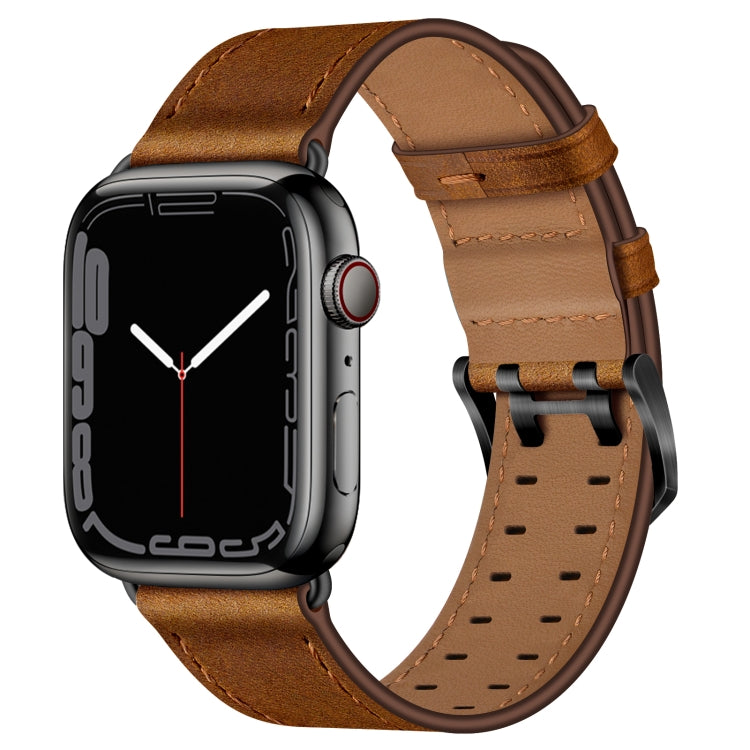 Double Buckles Leather Watch Band For Apple Watch Series 9&8&7 41mm / SE 3&SE 2&6&SE&5&4 40mm / 3&2&1 38mm(Red Brown) by bashfashion