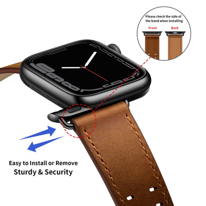 Double Buckles Leather Watch Band For Apple Watch Series 9&8&7 41mm / SE 3&SE 2&6&SE&5&4 40mm / 3&2&1 38mm(Red Brown) by bashfashion