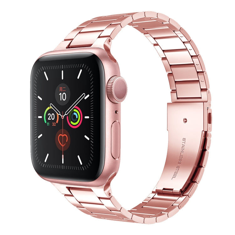Small Waist Stainless Steel Watch Band For Apple Watch Series 9&8&7 41mm / SE 3&SE 2&6&SE&5&4 40mm / 3&2&1 38mm(Pink) by bashfashion