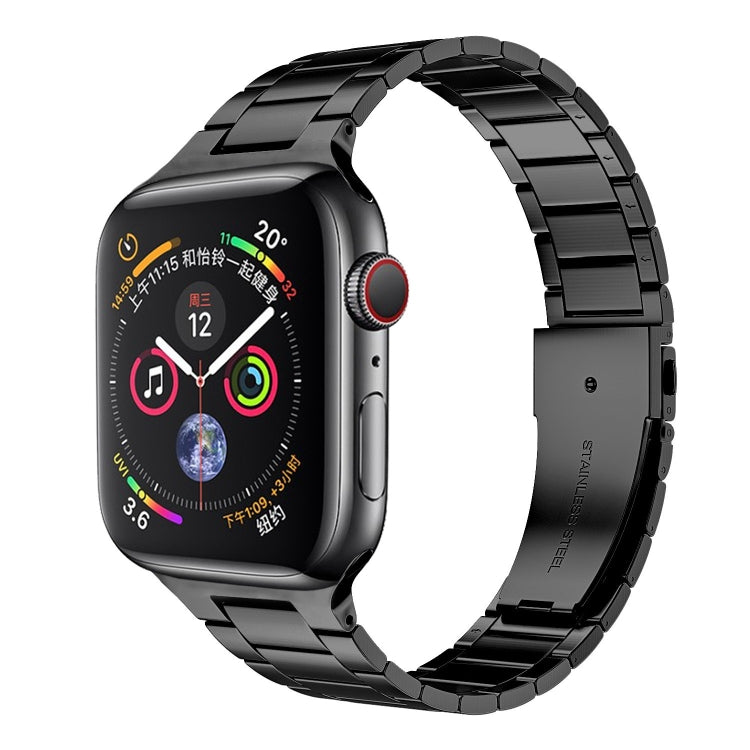 Small Waist Stainless Steel Watch Band For Apple Watch Series 9&8&7 41mm / SE 3&SE 2&6&SE&5&4 40mm / 3&2&1 38mm(Black) by bashfashion