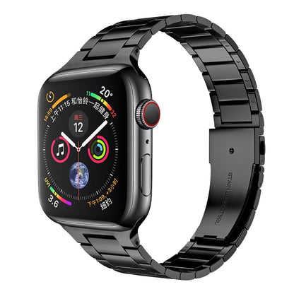 Small Waist Stainless Steel Watch Band For Apple Watch Series 9&8&7 41mm / SE 3&SE 2&6&SE&5&4 40mm / 3&2&1 38mm(Black) by bashfashion