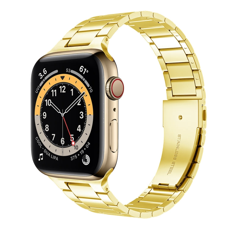 Small Waist Stainless Steel Watch Band For Apple Watch Series 9&8&7 41mm / SE 3&SE 2&6&SE&5&4 40mm / 3&2&1 38mm(Gold) by bashfashion