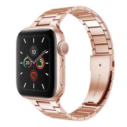 Small Waist Stainless Steel Watch Band For Apple Watch Series 9&8&7 41mm / SE 3&SE 2&6&SE&5&4 40mm / 3&2&1 38mm(Rose Gold) by bashfashion