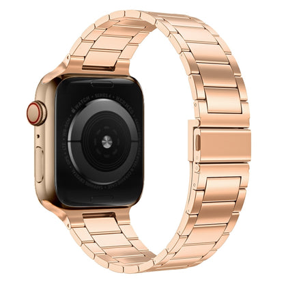 Small Waist Stainless Steel Watch Band For Apple Watch Series 9&8&7 41mm / SE 3&SE 2&6&SE&5&4 40mm / 3&2&1 38mm(Rose Gold) by bashfashion