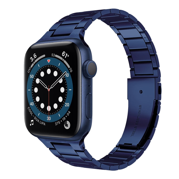 Small Waist Stainless Steel Watch Band For Apple Watch Series 9&8&7 41mm / SE 3&SE 2&6&SE&5&4 40mm / 3&2&1 38mm(Dark Blue) by bashfashion