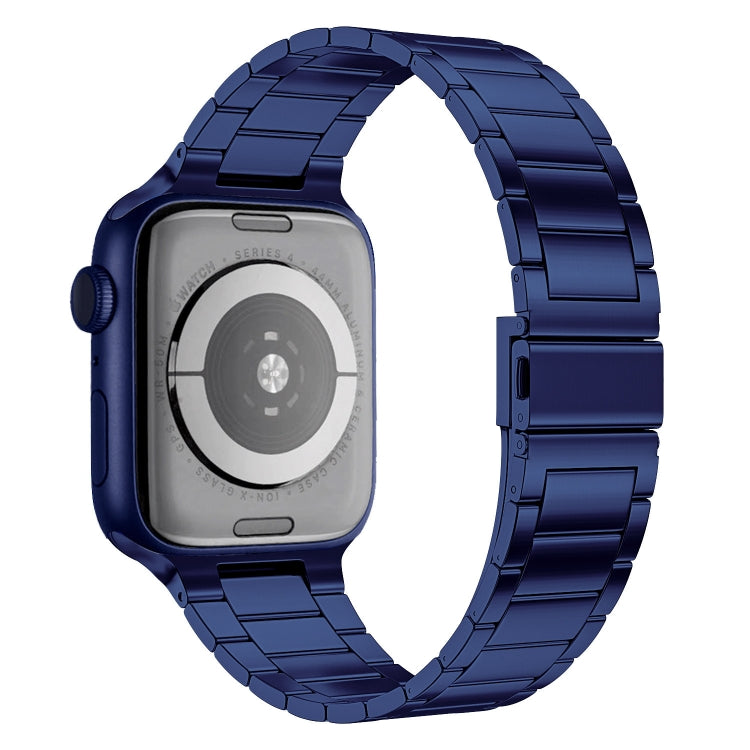 Small Waist Stainless Steel Watch Band For Apple Watch Series 9&8&7 41mm / SE 3&SE 2&6&SE&5&4 40mm / 3&2&1 38mm(Dark Blue) by bashfashion