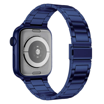 Small Waist Stainless Steel Watch Band For Apple Watch Series 9&8&7 41mm / SE 3&SE 2&6&SE&5&4 40mm / 3&2&1 38mm(Dark Blue) by bashfashion