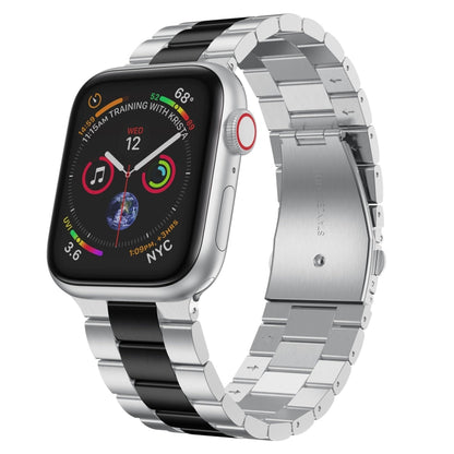 Small Waist Stainless Steel Watch Band For Apple Watch Series 9&8&7 41mm / SE 3&SE 2&6&SE&5&4 40mm / 3&2&1 38mm(Silver Black) by bashfashion
