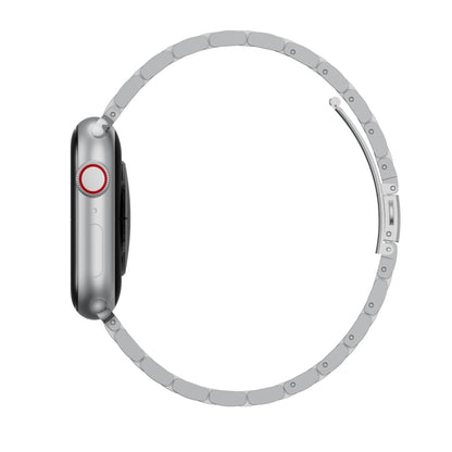 Small Waist Stainless Steel Watch Band For Apple Watch Series 9&8&7 41mm / SE 3&SE 2&6&SE&5&4 40mm / 3&2&1 38mm(Silver Black) by bashfashion