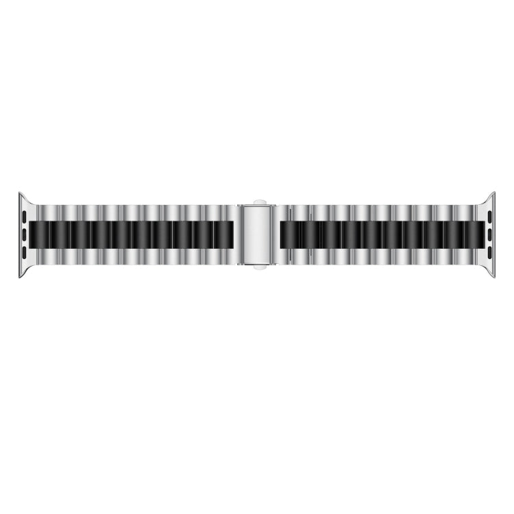 Small Waist Stainless Steel Watch Band For Apple Watch Series 9&8&7 41mm / SE 3&SE 2&6&SE&5&4 40mm / 3&2&1 38mm(Silver Black) by bashfashion