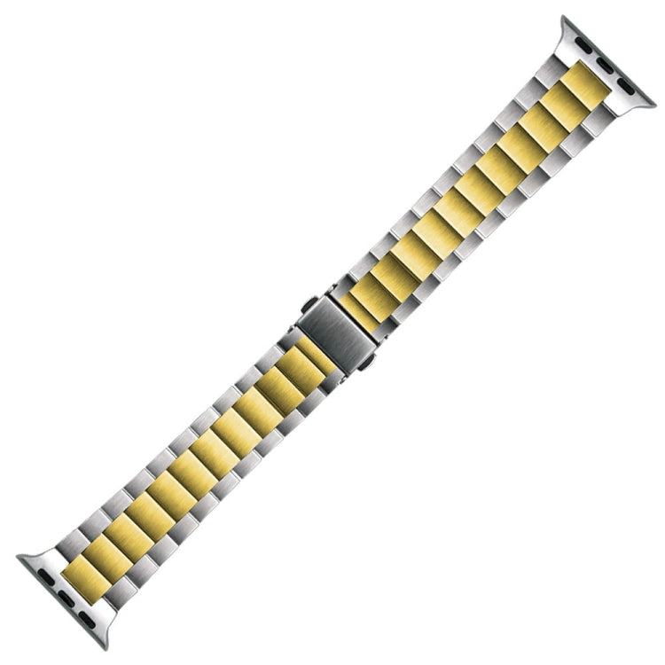 Small Waist Stainless Steel Watch Band For Apple Watch Series 9&8&7 41mm / SE 3&SE 2&6&SE&5&4 40mm / 3&2&1 38mm(Silver Gold) by bashfashion