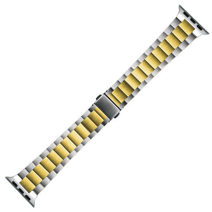 Small Waist Stainless Steel Watch Band For Apple Watch Series 9&8&7 41mm / SE 3&SE 2&6&SE&5&4 40mm / 3&2&1 38mm(Silver Gold) by bashfashion