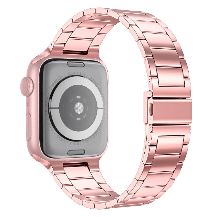 Small Waist Stainless Steel Watch Band For Apple Watch Series 8&7 45mm / SE 2&6&SE&5&4 44mm / 3&2&1 42mm(Pink) by bashfashion