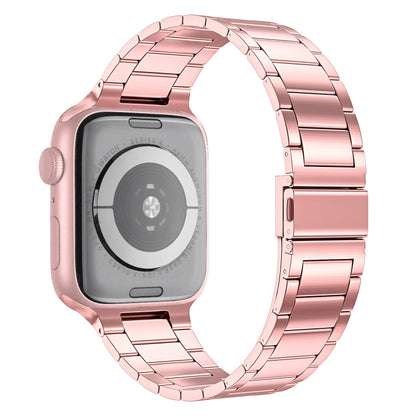 Small Waist Stainless Steel Watch Band For Apple Watch Series 8&7 45mm / SE 2&6&SE&5&4 44mm / 3&2&1 42mm(Pink) by bashfashion