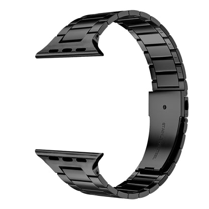 Small Waist Stainless Steel Watch Band For Apple Watch Series 8&7 45mm / SE 2&6&SE&5&4 44mm / 3&2&1 42mm(Black) by bashfashion