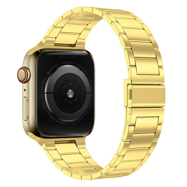 Small Waist Stainless Steel Watch Band For Apple Watch Series 8&7 45mm / SE 2&6&SE&5&4 44mm / 3&2&1 42mm(Gold) by bashfashion